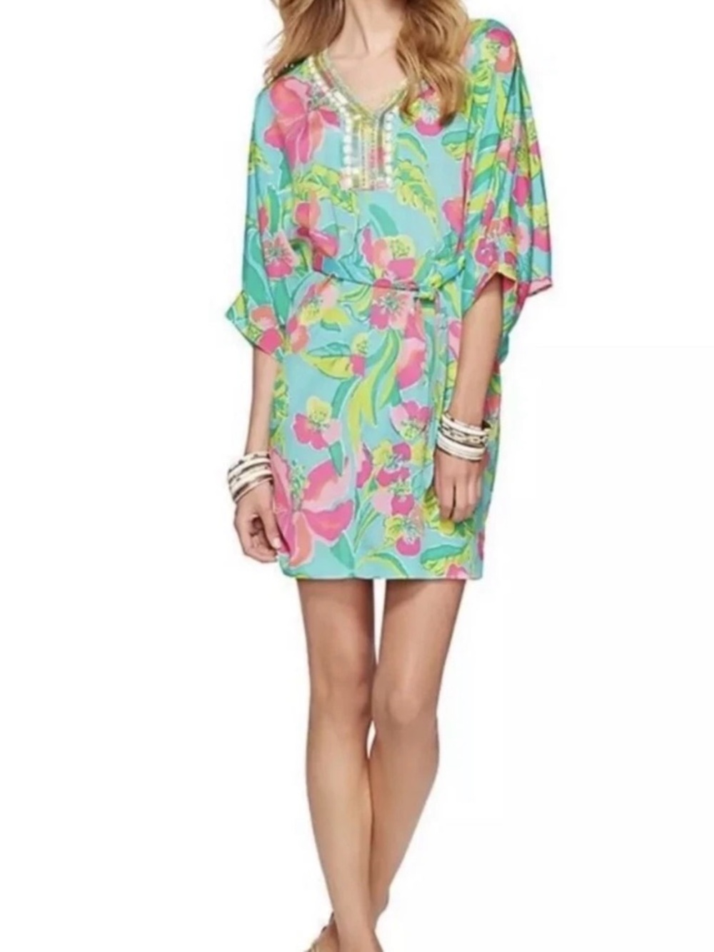 Lilly Pulitzer Wilda Caftan, large EUC